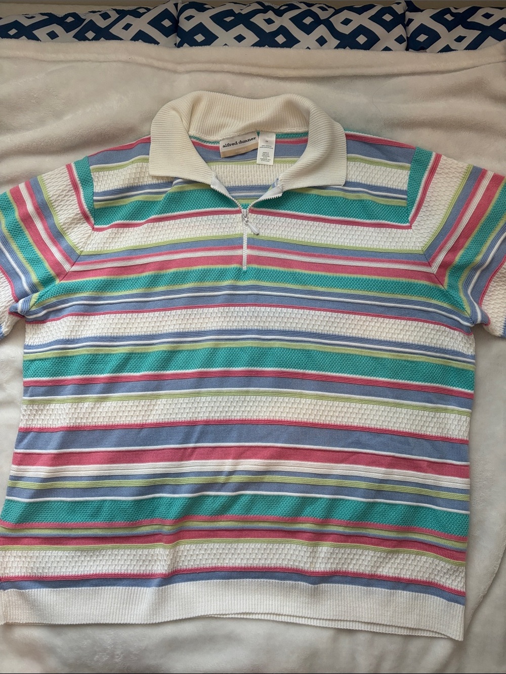 Cute vintage coastal grandma quarter zip polo shirt size 2X